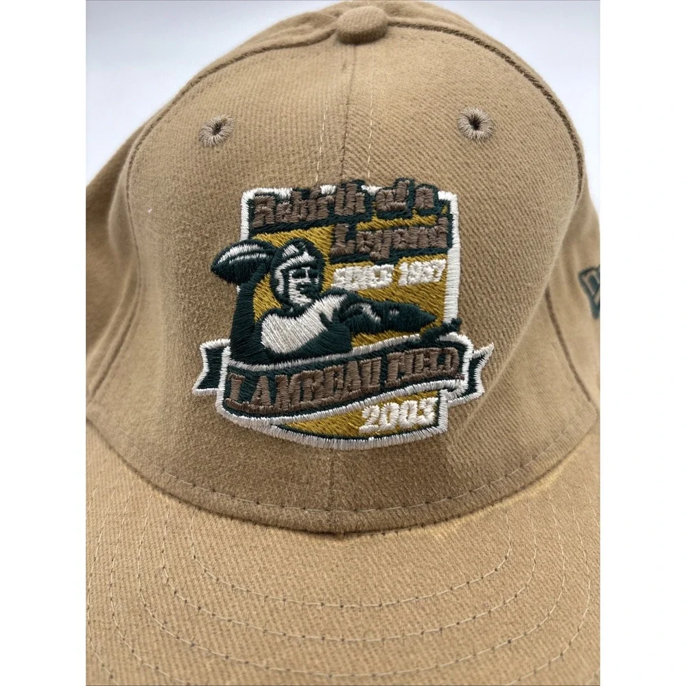 Vintage Green Bay Packers New Era 2003 Lambeau Field Hat Strapback Brown NFL